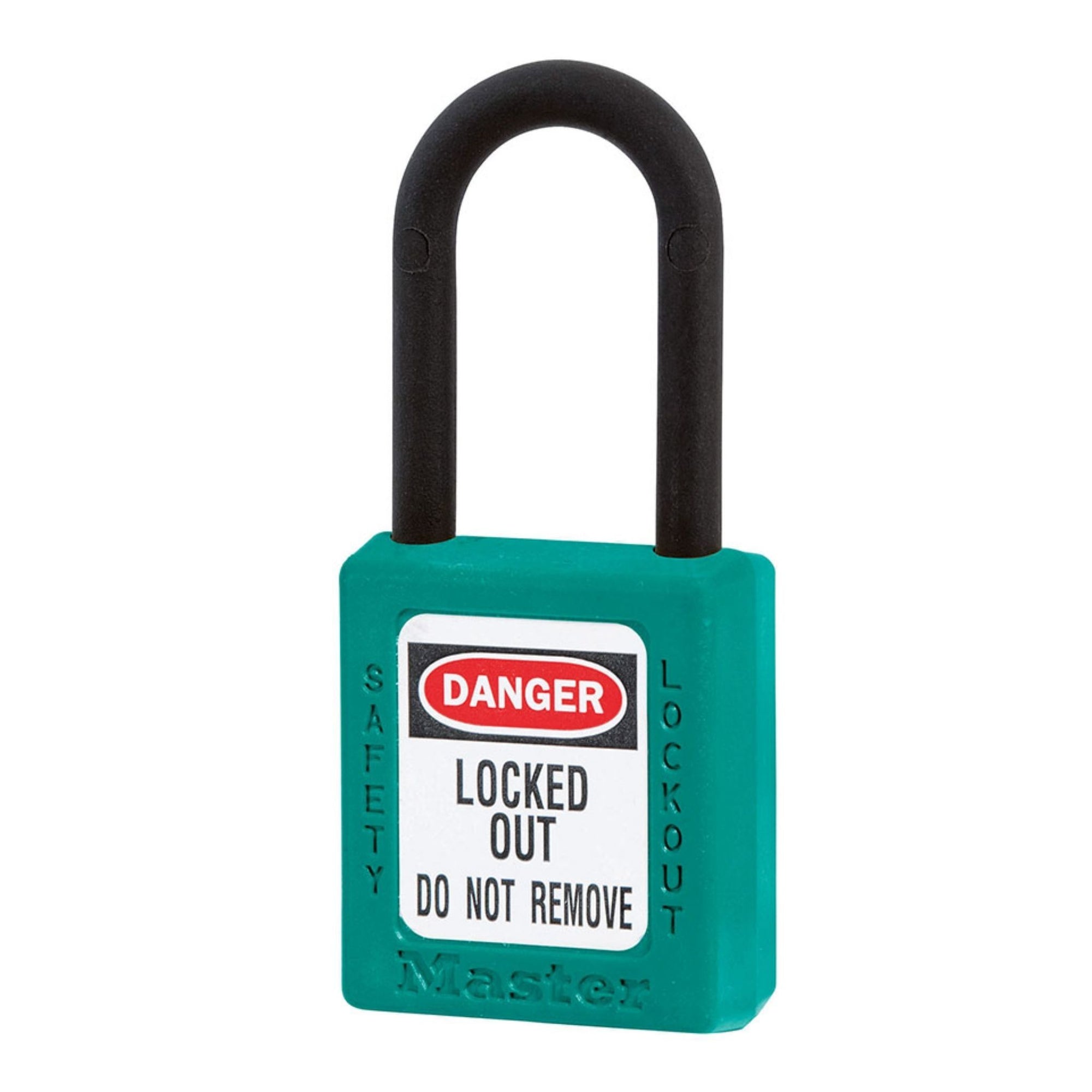 Master Lock 406KATEAL Teal Zenex Safety Padlock with Nylon Covered Shackle - The Lock Source