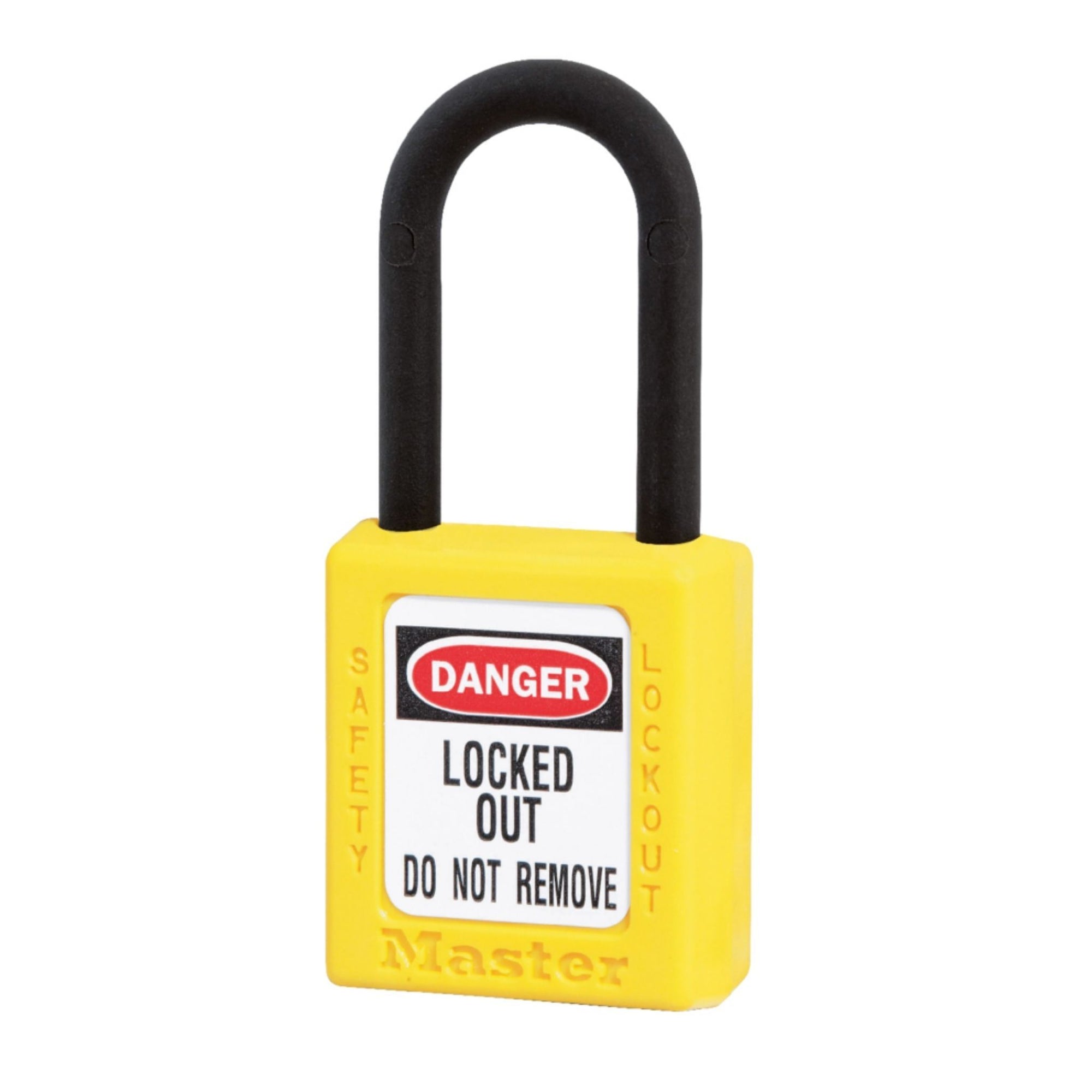Master Lock 406YLW Yellow Zenex Safety Padlock with Nylon Covered Shackle - The Lock Source