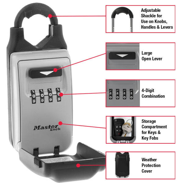 Master Lock 5420D Universal Portable Lock Box with Adjustable Shackle ...