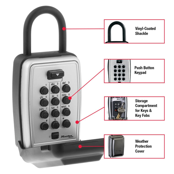 Master Lock 5422D Pushbutton Lock Box with Alpha & Numeric Combinations ...